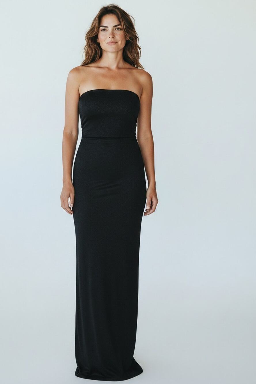 A6 NWT NORMA KAMALI Black Strapless Tailored Side Slit Gown Dress Size S/36